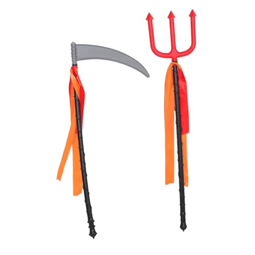 CONGARTENO 2 Stück Teiliges Halloween Reaper mit Kunststoff-dämonen-dreizinken und Falscher Sense Leichtes Cosplay-zubehör für Kostümpartys und Festliche Dekorationen CONGARTENO 2 Stück Teiliges Halloween Reaper mit Kunststoff-dämonen-dreizinken und Falscher Sense Leichtes Cosplay-zubehör für Kostümpartys und Festliche Dekorationen von CONGARTENO