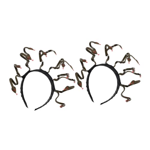 CONGARTENO 2 Stück Teiliges Snake Headband Realistisches Fake Snake Hairband für Halloween und Karneval Verstellbar Geeignet für Verschiedene Kopfgrößen für Cosplay Party und Theater von CONGARTENO