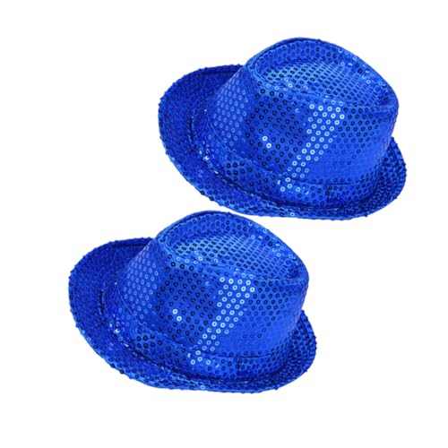 CONGARTENO 2 Stücke Pailletten Jazz Hut Glitzer Kostüm Accessoire für Erwachsene Magierhut Party Verkleidung Unisex Blaue Kopfbedeckung für Karneval Fasching Bühne von CONGARTENO