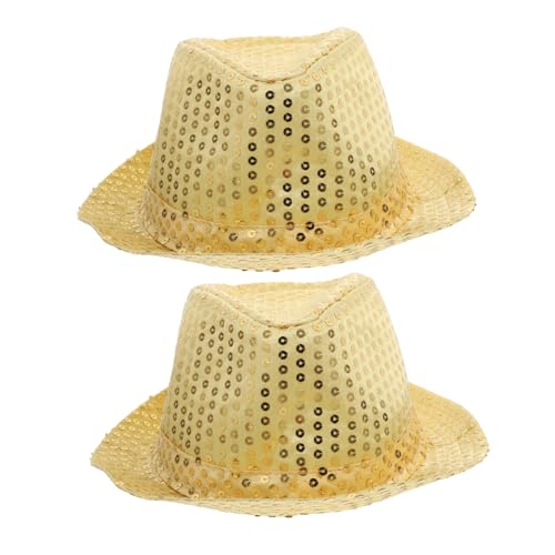 CONGARTENO 2 Stücke Pailletten Jazz Hut Goldener Kostüm Hut Erwachsene Unisex Party Accessoire für Karneval Steampunk Halloween und Bühnenauftritte CONGARTENO 2 Stücke Pailletten Jazz Hut Goldener Kostüm Hut Erwachsene Unisex Party Accessoire für Karneval Steampunk Halloween und Bühnenauftritte von CONGARTENO
