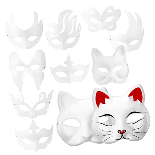 CONGARTENO 20 Stück Teiliges DIY Cosplay Masken aus Leichtem Unbemalte Weiße Masken für Frauen Karneval Halloween Maskenball und Fasching Vielseitige Bastelmasken zum Bemalen und Tragen von CONGARTENO