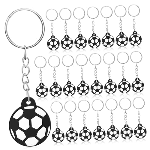 CONGARTENO 24 Stk. Fußball Schlüsselanhänger Softgummi Sport Schlüsselbund mit Fußball Anhängern Leichte Party Mitgebsel für Fußballfans Karneval Belohnung Dekorative Schlüsselanhänger für von CONGARTENO