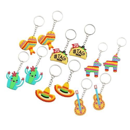CONGARTENO 24 Stück Teiliges Mexikanische Schlüsselanhänger aus Leichte Party deko und Geschenke für Fiesta Verschiedene Designs Kompakt und Langlebig für Taschen und Karneval von CONGARTENO