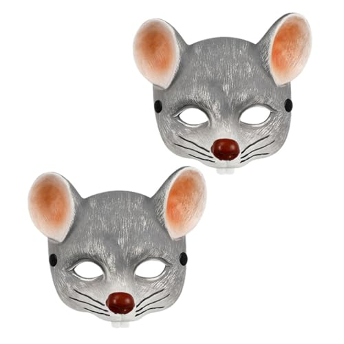 CONGARTENO 2pcs Graue Rattenmaske Narbe Halbe Gesichtsmaske Animal Mouse Halloween Vorräte Für Halloween Cosplay Party Requisiten von CONGARTENO