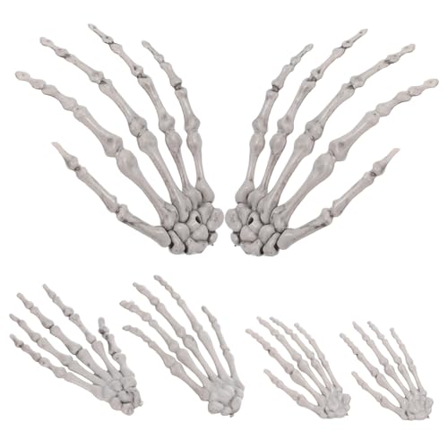 CONGARTENO 3 Paar Skelettklauen Dekoration Tote Halloween Grusel Requisiten Winzige Skeletthände Knochending Hängende Skeletthand Requisite Familiendekor Fingerlose von CONGARTENO