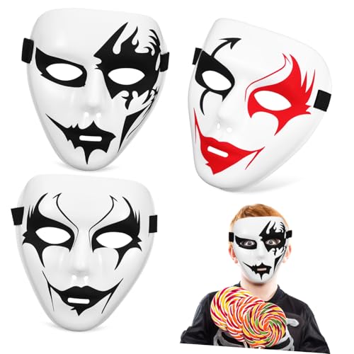 CONGARTENO 3 Stück Teiliges Halloween PVC Street Dance Masken mit Elastischem Band Gruselige Cosplay Masken für Party Festival Pranks Bequemer Sitz Langlebig und Hautfreundlich von CONGARTENO