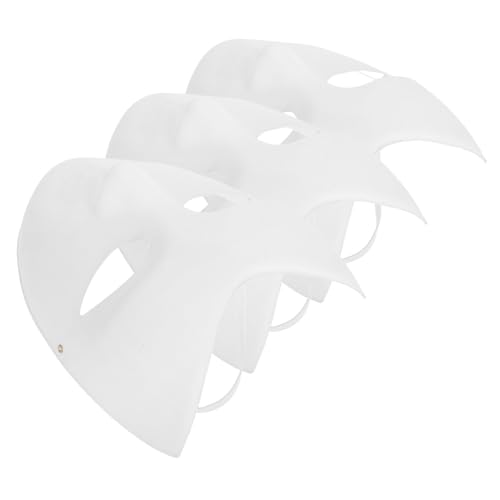 CONGARTENO 3 Stück Weiße Papiermaske zum Bemalen DIY Pappmaché Masken mit Elastischem Band Wiederverwendbare Bastelmasken für Karneval Halloween Party und Kulturelle Kreativprojekte von CONGARTENO
