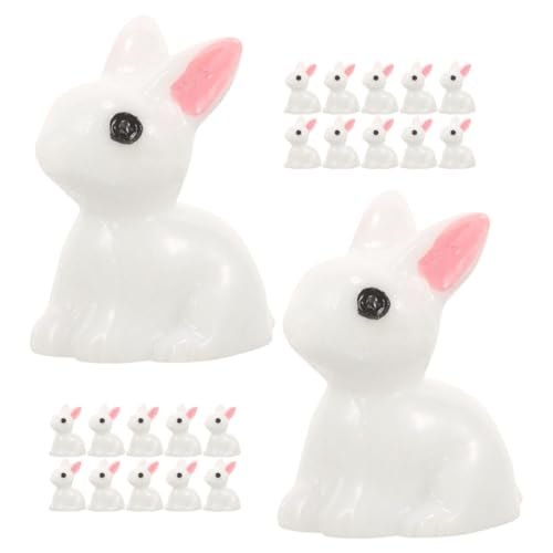 CONGARTENO 30 Stück Teiliges Resin Mini Hasenfiguren Niedliche Miniatur Osterhasen Dekoration für Garten Balkon Auto Realistische Weiße Kaninchen Figuren für DIY Mikro Landschaften von CONGARTENO