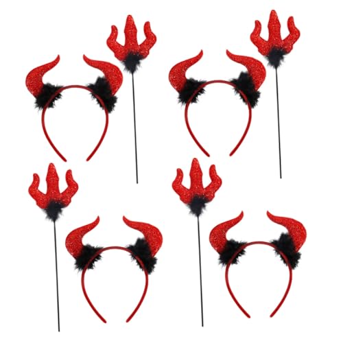CONGARTENO 4 Sätze Halloween Teufelshörner Stirnband und Set Teiliges Rotes Dämonen Kostümzubehör für Karneval Cosplay Party Leicht Komfortabel Vielseitig Einsetzbar CONGARTENO 4 Sätze Halloween Teufelshörner Stirnband und Set Teiliges Rotes Dämonen Kostümzubehör für Karneval Cosplay Party Leicht Komfortabel Vielseitig Einsetzbar von CONGARTENO