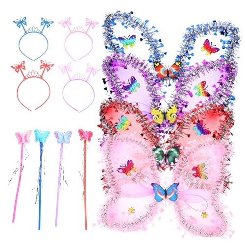 CONGARTENO 4 Sätze Schmetterlingsflügel Leichtes Feenkostüm mit Zauberstab Stirnband für Mädchen Party Karneval Cosplay Verkleidung Bühnenauftritt CONGARTENO 4 Sätze Schmetterlingsflügel Leichtes Feenkostüm mit Zauberstab Stirnband für Mädchen Party Karneval Cosplay Verkleidung Bühnenauftritt von CONGARTENO