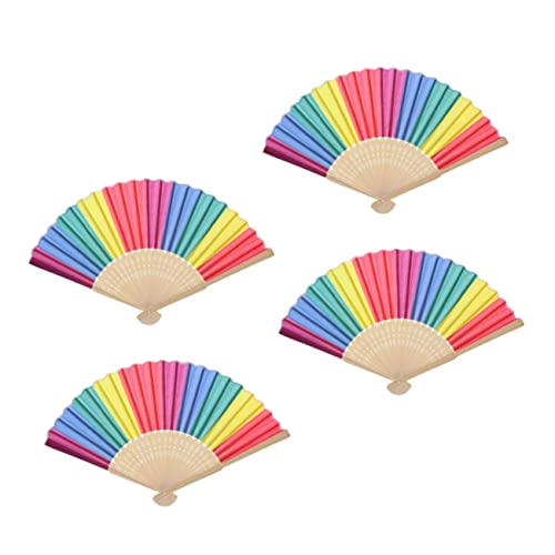 CONGARTENO 4 Stück Farbige Klappfächer aus Bunte Faltfächer für Tanz und Bühnenaufführungen Retro Design und von CONGARTENO