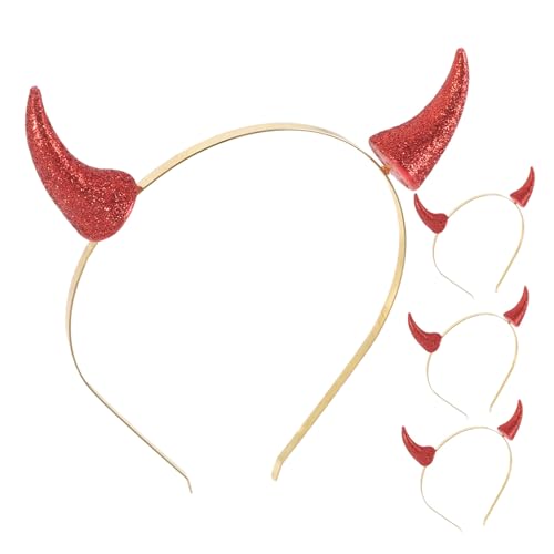CONGARTENO 4 Stück Rotes Hörner Stirnband Teiliges mit Goldglänzender Hornspange Wiederverwendbar und Stabil Flexibles Unisex Haarreif Kostümzubehör für Halloween Party und Fasching CONGARTENO 4 Stück Rotes Hörner Stirnband Teiliges mit Goldglänzender Hornspange Wiederverwendbar und Stabil Flexibles Unisex Haarreif Kostümzubehör für Halloween Party und Fasching von CONGARTENO