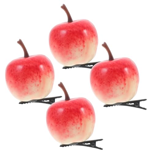 CONGARTENO 4 Stück Teiliges Mini Apfel Haarschmuck Bunte Langlebige Haarklammern mit Realistischem Frucht Design Auffällige Haarspangen für Mädchen für Partys Alltag und Festliche Anlässe von CONGARTENO