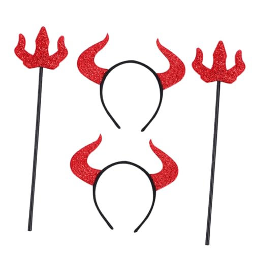 CONGARTENO 4 Stück Teiliges Teufelshorn Stirnband Set Leichtes Halloween Cosplay Accessoire Rote Hörner für Karneval und Mottoparty Dekoration CONGARTENO 4 Stück Teiliges Teufelshorn Stirnband Set Leichtes Halloween Cosplay Accessoire Rote Hörner für Karneval und Mottoparty Dekoration von CONGARTENO