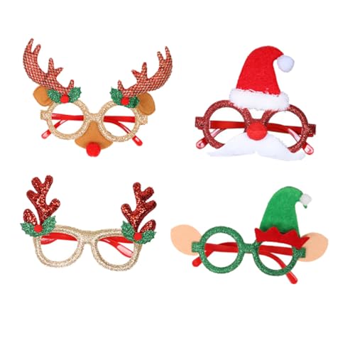 CONGARTENO 4 Stück Teiliges Weihnachtsbrillen Cartoon Brillenrahmen mit Rentiergeweih Weihnachtsmann Elf Leichte Partybrille für Erwachsene Festliche Foto Requisite für CONGARTENO 4 Stück Teiliges Weihnachtsbrillen Cartoon Brillenrahmen mit Rentiergeweih Weihnachtsmann Elf Leichte Partybrille für Erwachsene Festliche Foto Requisite für von CONGARTENO