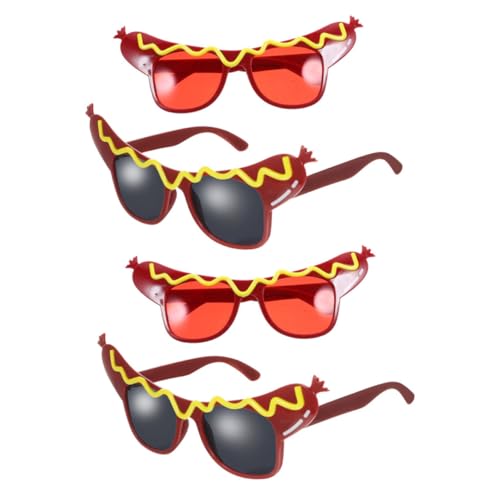 CONGARTENO 4-teiliges Set Mit Originellen Brillen: Hot-dog-sonnenbrillen – Lustige Brillen Für Hawaii-partys, Geburtstagsfeiern, Festival-dekorationen, Foto-requisiten von CONGARTENO