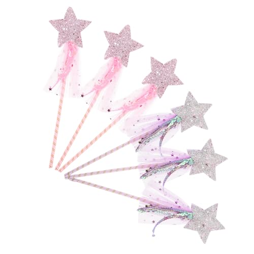 CONGARTENO 6 Stück Teiliges Feenstab Glitzernde magische Stäbe Leichte und Langlebige Bühnenrequisiten für Mädchen für Rollenspiele Geburtstagsfeiern und Kostümauftritte von CONGARTENO