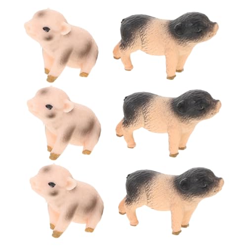 CONGARTENO 6 Stück Teiliges Realistischer Schweinfiguren Detailgetreue Bauernhof Tiere aus Sicherem Material Vielseitige Dekoration für Kuchen Feengarten und Lernspielzeug von CONGARTENO