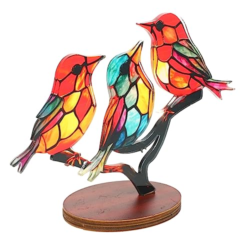 CONGARTENO Acryl Vogel Statue Mit Sockel Vögel Zum Basteln Vogelornamente Für Schlafzimmer Simuliertes Vogeldekor Schreibtischvogeldekor von CONGARTENO