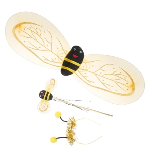 CONGARTENO Bienenkostüm Set mit Flügeln Zauberstab und Haarreif Goldfarbenes Feen und Party Accessoire für Halloween Karneval Bühnenauftritte und Rollenspiele CONGARTENO Bienenkostüm Set mit Flügeln Zauberstab und Haarreif Goldfarbenes Feen und Party Accessoire für Halloween Karneval Bühnenauftritte und Rollenspiele von CONGARTENO