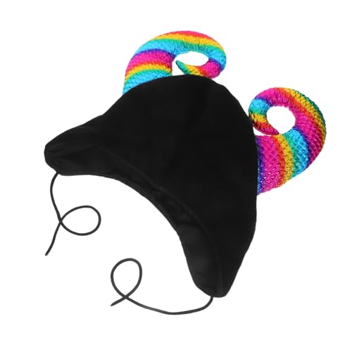 CONGARTENO Bunte Cow Horn Mütze mit Kinnriemen Wärmende Winter-halloween-kostümkopfbedeckung für Damen und Herren als Lustiges Party Cosplay-accessoire CONGARTENO Bunte Cow Horn Mütze mit Kinnriemen Wärmende Winter-halloween-kostümkopfbedeckung für Damen und Herren als Lustiges Party Cosplay-accessoire von CONGARTENO