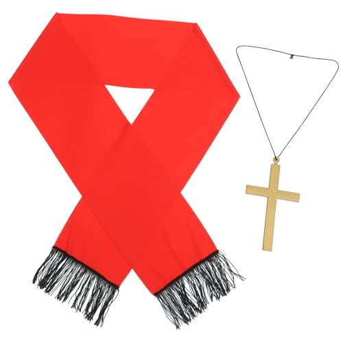 CONGARTENO Cosplay Priester Kostüm mit Kreuzanhänger Mystische Halloween Verkleidung für Erwachsene Langes Cape Einfach zu Tragen für Party und Karneval von CONGARTENO