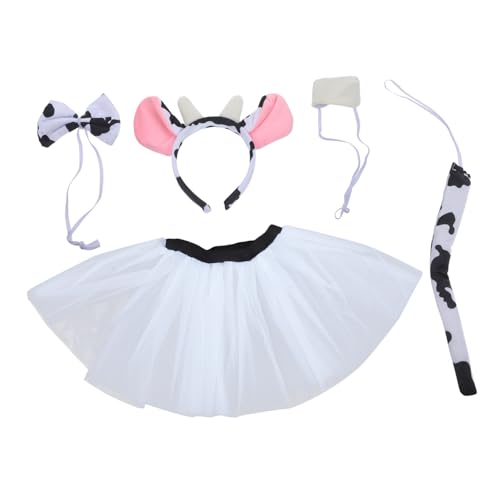 CONGARTENO Cow Cosplay Kostüm mit Stirnband Fliege Rock und Nase Niedliches Halloween Tierkostüm für Geburtstagsfeiern Karneval und Cosplay Partys CONGARTENO Cow Cosplay Kostüm mit Stirnband Fliege Rock und Nase Niedliches Halloween Tierkostüm für Geburtstagsfeiern Karneval und Cosplay Partys von CONGARTENO