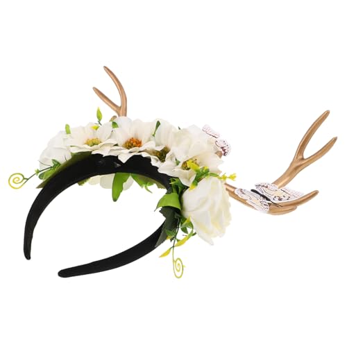 CONGARTENO Geweih-Kopfschmuck Geweih Stirnband Frauen Hirschgeweih Haarband Rentier-Foto-Requisiten Cosplay Rentier Stirnband Hirsch für Damen Rentierhaarband PVC-Schmetterling Weiß von CONGARTENO