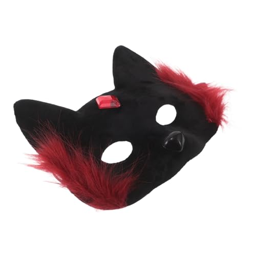 CONGARTENO Halloween Katzenmaske Halbgesicht Plüsch Cosplay Maske Katzenaugen Tiergesicht Abdeckung Rot Schwarz Universalgröße für Erwachsene Halloween Party Zubehör CONGARTENO Halloween Katzenmaske Halbgesicht Plüsch Cosplay Maske Katzenaugen Tiergesicht Abdeckung Rot Schwarz Universalgröße für Erwachsene Halloween Party Zubehör von CONGARTENO