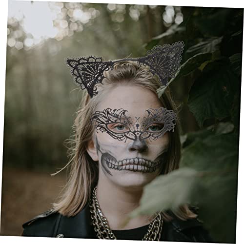 CONGARTENO Halloween Spitzen Haarreif und Halbgesichts Spitze Maske Atmungsaktiv Langlebig Party Kopfschmuck für Gruselige Halloween Kostüm Cosplay Karneval Musikfestivals CONGARTENO Halloween Spitzen Haarreif und Halbgesichts Spitze Maske Atmungsaktiv Langlebig Party Kopfschmuck für Gruselige Halloween Kostüm Cosplay Karneval Musikfestivals von CONGARTENO