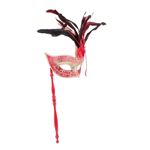 CONGARTENO Handgehaltene Federmaske mit Stab Damen Masquerade Maskenball Kostüm Party Dekoration Karneval Fasching Cosplay Zubehör CONGARTENO Handgehaltene Federmaske mit Stab Damen Masquerade Maskenball Kostüm Party Dekoration Karneval Fasching Cosplay Zubehör von CONGARTENO