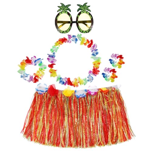 CONGARTENO Hawaiian Grass Skirt Teilig mit Doppelten Grasröcken Bunter Blumengirlande und Ananas Sonnenbrille für Luau Party Beach Festival und Sommerveranstaltungen CONGARTENO Hawaiian Grass Skirt Teilig mit Doppelten Grasröcken Bunter Blumengirlande und Ananas Sonnenbrille für Luau Party Beach Festival und Sommerveranstaltungen von CONGARTENO
