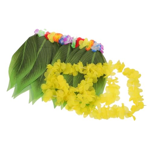 CONGARTENO Hawaiian Party Damen Luau Kostüm mit Blumenkranz und Tropischem Graskleid Leicht Langlebig für Strandfest und Themenparty Geeignet von CONGARTENO
