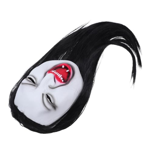 CONGARTENO Horror Maske mit Langem Haar für Erwachsene Realistische Gruselige Frauengesichtsmaske Leichter Bequemer Halloween Kopfschmuck für Cosplay Partys Bühnenauftritte Schaurige CONGARTENO Horror Maske mit Langem Haar für Erwachsene Realistische Gruselige Frauengesichtsmaske Leichter Bequemer Halloween Kopfschmuck für Cosplay Partys Bühnenauftritte Schaurige von CONGARTENO