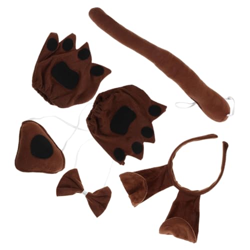 CONGARTENO Hundestirnband Ohren Schleife Nase und Pfotenhandschuhe Komplettes Welpen Cosplay Kostüm für Halloween Karneval und Fotografie von CONGARTENO