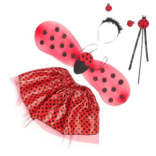 CONGARTENO Kostümset für Mädchen Marienkäfer Outfit mit Tüllrock Flügel Haarreifen und Zauberstab für Karneval Halloween und Festlichkeiten CONGARTENO Kostümset für Mädchen Marienkäfer Outfit mit Tüllrock Flügel Haarreifen und Zauberstab für Karneval Halloween und Festlichkeiten von CONGARTENO