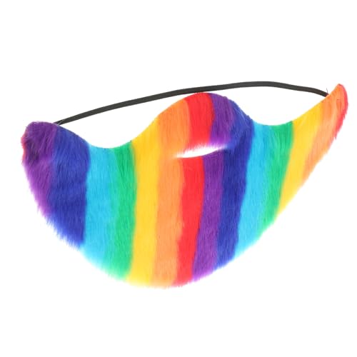 CONGARTENO Künstliche Bart-Requisiten Halloween lustig für Karikatur gefälscht Regenbogen-Schnurrbart künstlicher Schnurrbart falscher Regenbogenbart falsches Bartdekor Stoff von CONGARTENO