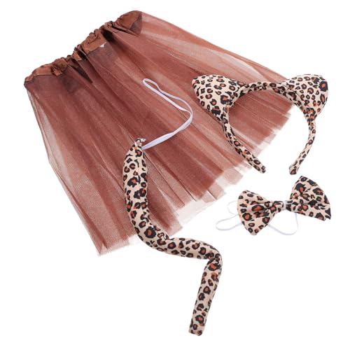 CONGARTENO Leoparden Kostüm für Junge Mädchen Accessoire mit Leopardenohren Haarreif Süße Schleife und Stabile Verarbeitung für Karneval Fasching Kostümparty Festival von CONGARTENO