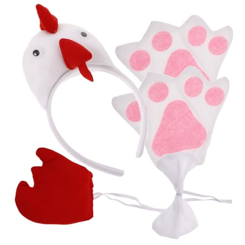CONGARTENO Niedriges Gewicht Langlebiges Küken cosplay Süßem Huhn stirnband Fliege und Handschuhen für Tierkostüm party Bequemes Flauschiges Zubehör für Kinderauftritte und Halloween von CONGARTENO