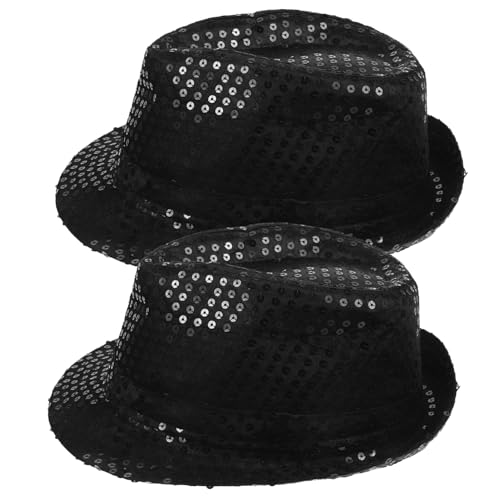 CONGARTENO Pailletten Jazz Hut Schwarz Kostümhut für Erwachsene Glänzend Verkleidung Party Zubehör für Fasching Masquerade Steampunk Performance CONGARTENO Pailletten Jazz Hut Schwarz Kostümhut für Erwachsene Glänzend Verkleidung Party Zubehör für Fasching Masquerade Steampunk Performance von CONGARTENO