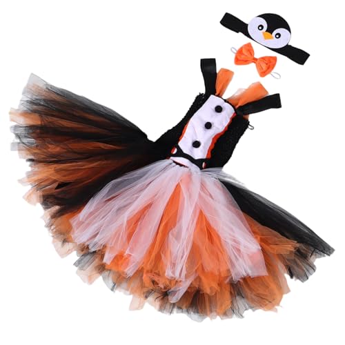 CONGARTENO Pinguin Kostüm Halloween Verkleidung mit Tutu Kleid Stirnband Fliege für Kleinkinder Tierkostüm Party-outfit Cosplay Dress Up für Geburtstagsfeier und Tier-themenveranstaltungen von CONGARTENO