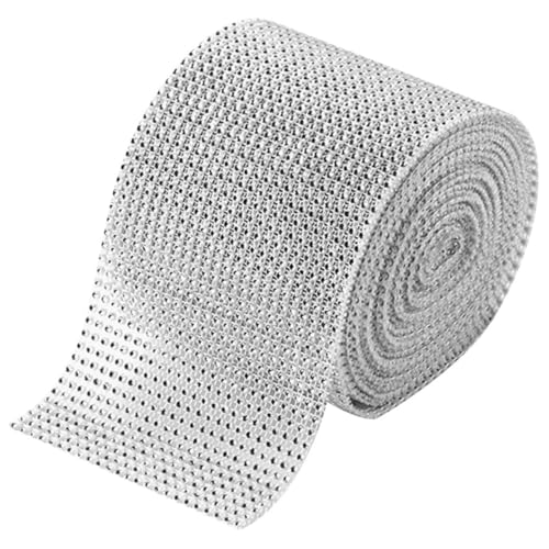 CONGARTENO Rhinestone Mesh Ribbon Silber Reihen Strassband für Tortendeko Hochzeitstorte Geburtstagsdeko DIY Basteln Langlebig und Funkelnd von CONGARTENO