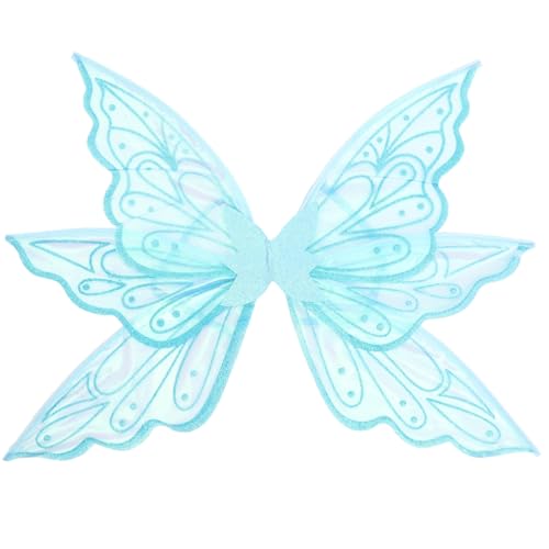 CONGARTENO Schmetterlingsflügel Cosplay Flügel Party Requisite Kleine Blaue Elfenflügel mit Goldglanz für Mädchen Festival Kostüm von CONGARTENO