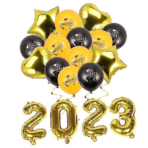 CONGARTENO Schwarze und Goldene Graduation Party Ballons Dekorative Leichte Aluminiumfolie Ballon Deko mit Stern und Herzformen für Innen und Außendekorationen Abschlussfeiern CONGARTENO Schwarze und Goldene Graduation Party Ballons Dekorative Leichte Aluminiumfolie Ballon Deko mit Stern und Herzformen für Innen und Außendekorationen Abschlussfeiern von CONGARTENO