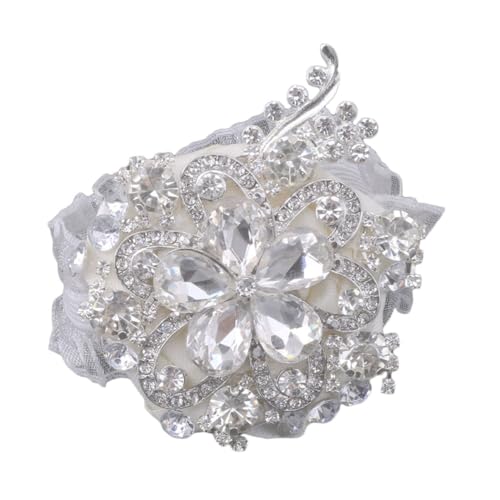 CONGARTENO Silberfarbene Wrist Corsage mit Kristallen und Perlen Elegantes Armband für Brautjungfern Mütter Europäisches Design Leichtes Tragbares Accessoire für Hochzeiten Bälle und von CONGARTENO