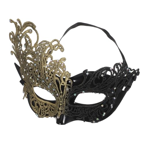 CONGARTENO Stilvolle Damen Spitzen Maske Halbgesicht mit Elastischem Band Dekoratives Karneval Maskerade Accessoire für Halloween Fasching und Kostümpartys Schwarz Goldenes Design CONGARTENO Stilvolle Damen Spitzen Maske Halbgesicht mit Elastischem Band Dekoratives Karneval Maskerade Accessoire für Halloween Fasching und Kostümpartys Schwarz Goldenes Design von CONGARTENO