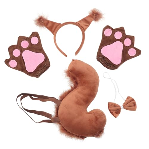 CONGARTENO Süßes Eichhörnchen Kostüm mit Flauschigem Stirnband Handschuhen und Fliege Weiches Tier Cosplay Zubehör für Karneval Halloween Party CONGARTENO Süßes Eichhörnchen Kostüm mit Flauschigem Stirnband Handschuhen und Fliege Weiches Tier Cosplay Zubehör für Karneval Halloween Party von CONGARTENO