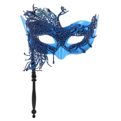 CONGARTENO Venezianische Maske mit Stab für Damen Spitzendesign Handgehaltene Karnevalsmaske für Maskenball Fasching Halloween und Kostümfeste von CONGARTENO