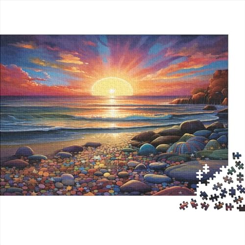 Strandsonnenuntergang 1000pcs(75x50cm) Erwachsenenpuzzle - Bunte Felsen Erwachsenenpuzzle DIY-Puzzlespielzeug von CONTIA