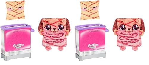 COOKEEZ MAKERY Toasties. Spielzeug-Toaster mit süß duftendem Überraschungsplüschtieren zum sammeln. Spielzeug-Brot hineinstecken und EIN Überraschungsplüschtier springt heraus! (Packung mit 2) von COOKEEZ MAKERY